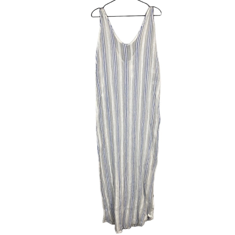 Vitamin A striped maxi swim coverup